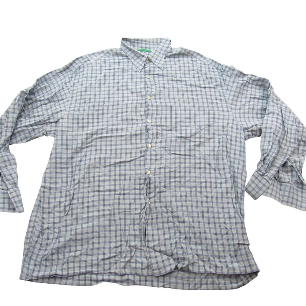 Paul Smith Mens XL Plaid Button Down Shirt Blue Yellow‎ Cotton Made in Ireland